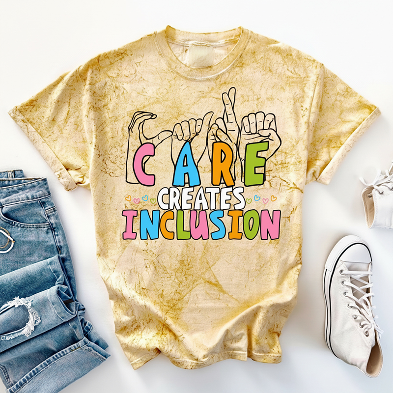 Care Creates Inclusion Teacher Eco Oversized Graphic T-Shirt