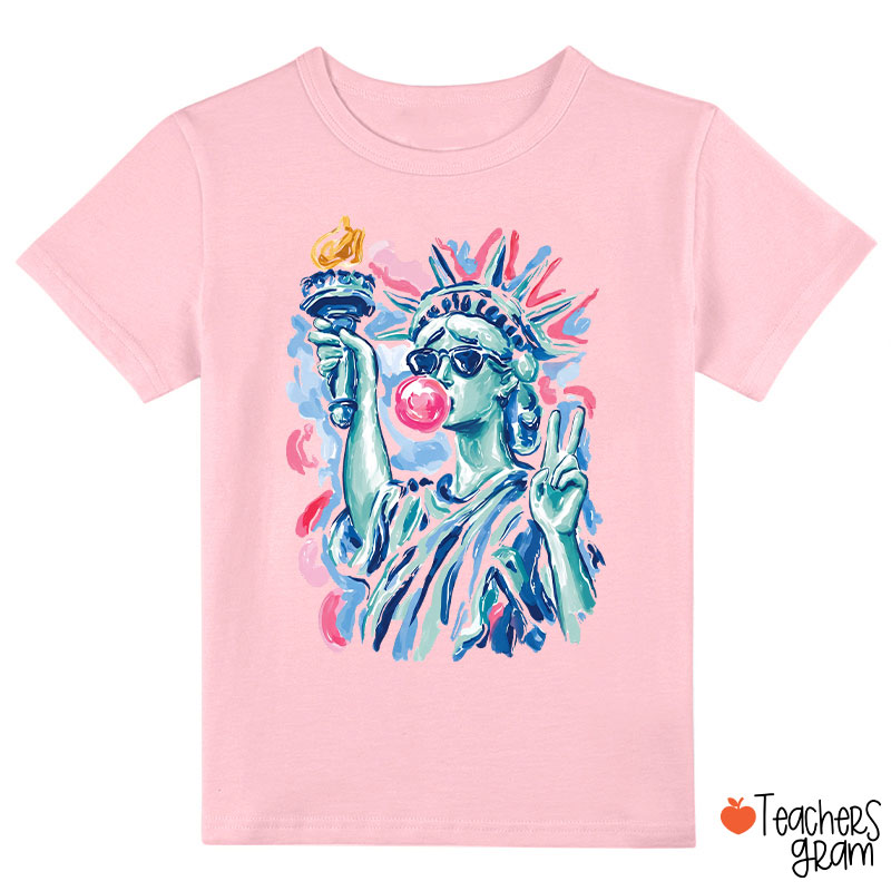 Preppy Statue Of Liberty Blowing Bubble Class T-Shirt