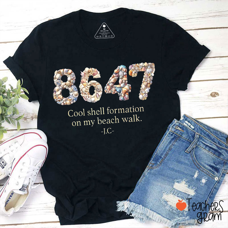 8647 Cool Shell Formation On My Beach Walk Teacher T-Shirt