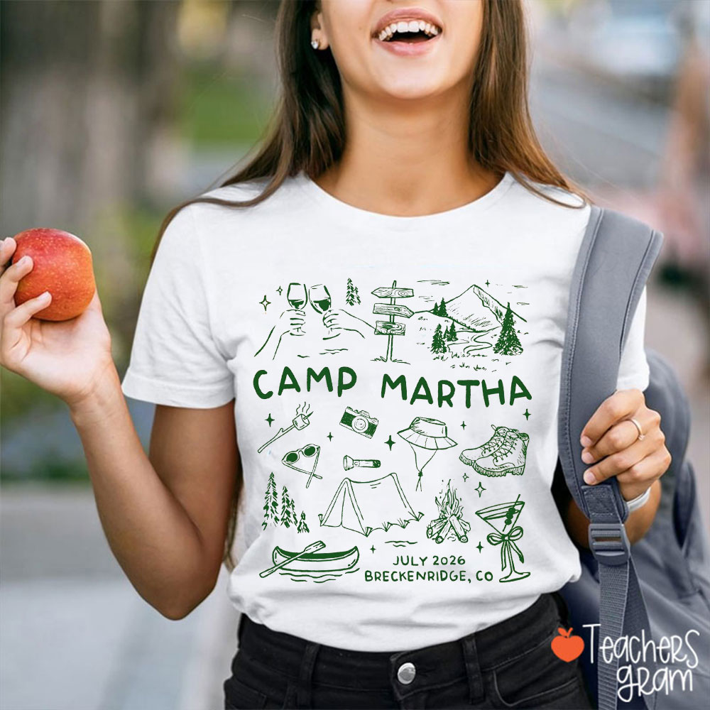 Personalized Green Line Camp Teacher T-Shirt