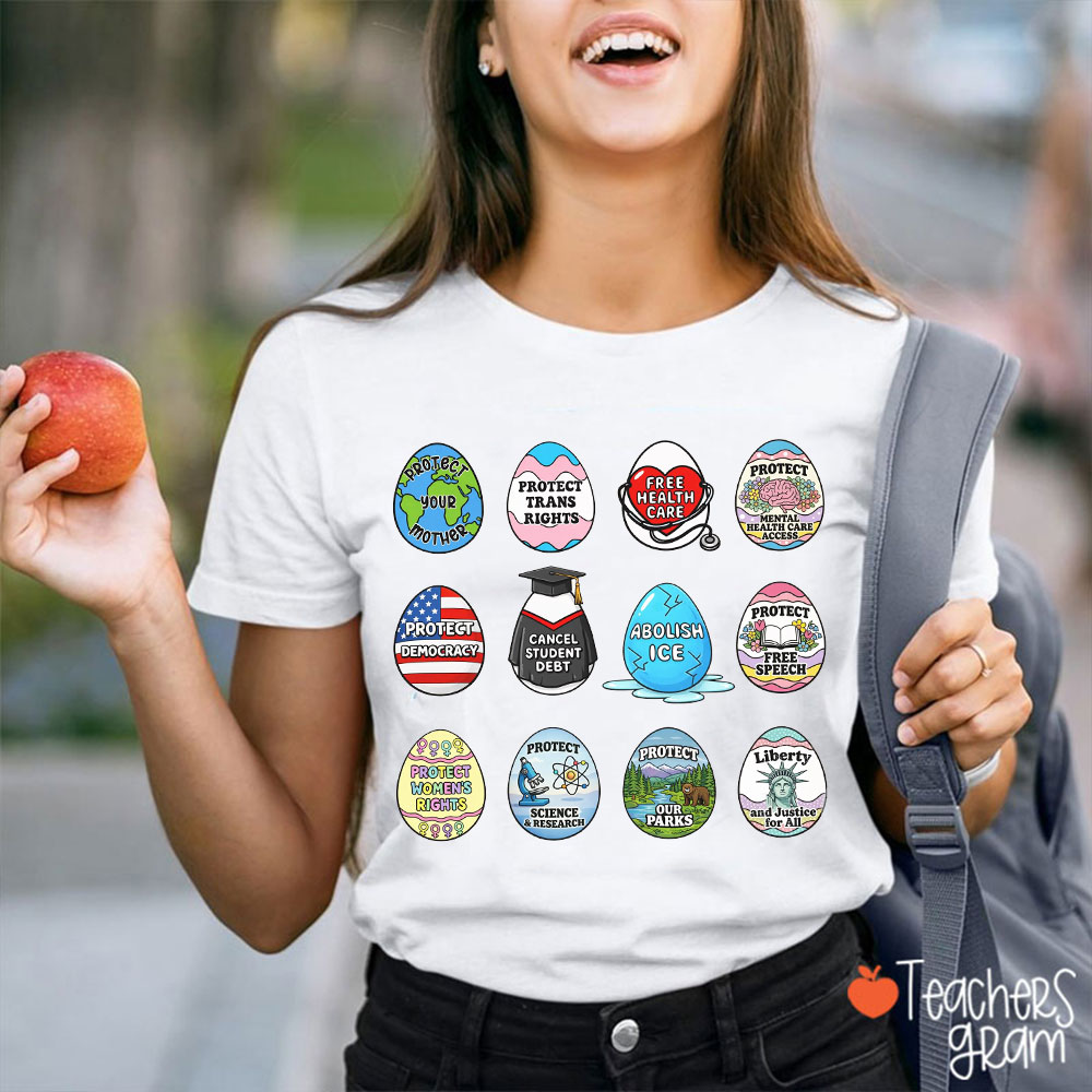 Easter Egg Protect Democracy Teacher T-Shirt