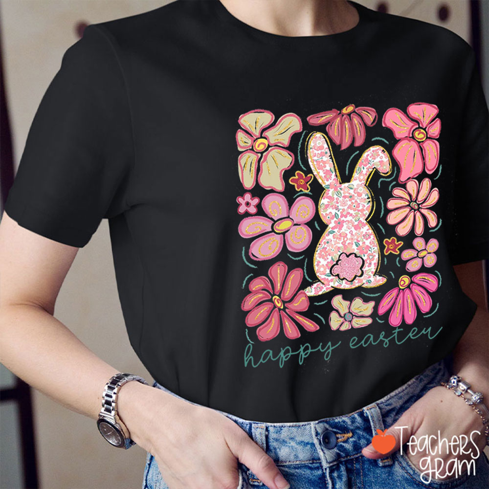 Happy Easter Cute Bunny Teacher T-Shirt