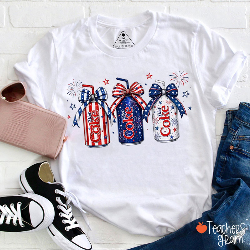 4th Of July Coquette Bow Coke Lover Teacher T-Shirt