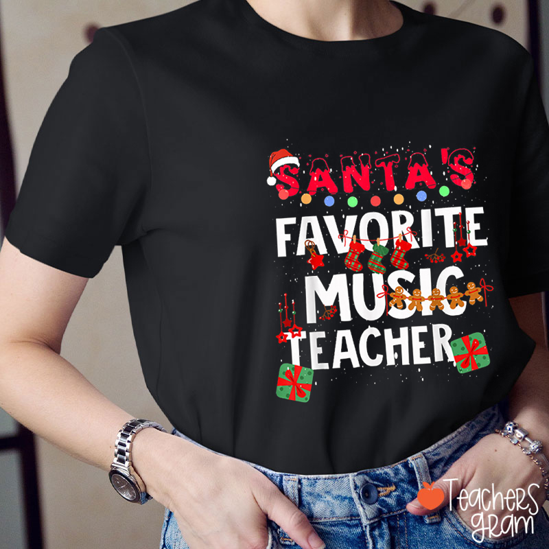 Santa's Favorite Music Teacher T-Shirt