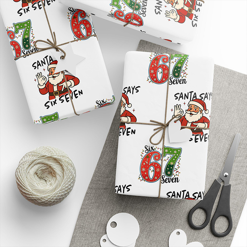 Santa Says Six Seven Funny Meme Teacher Wrapping Paper