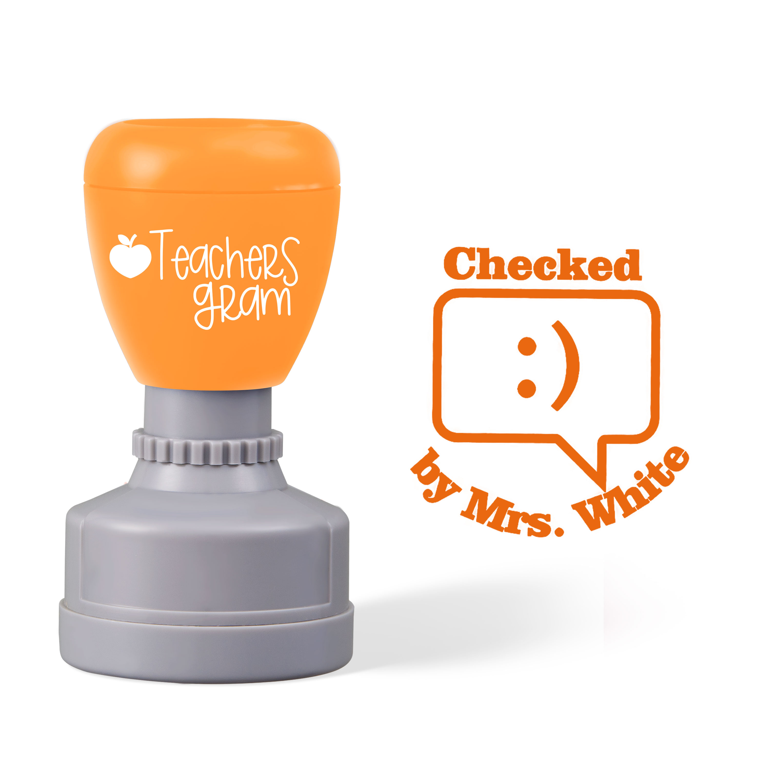 Personalized Name Checked Teacher Stamp