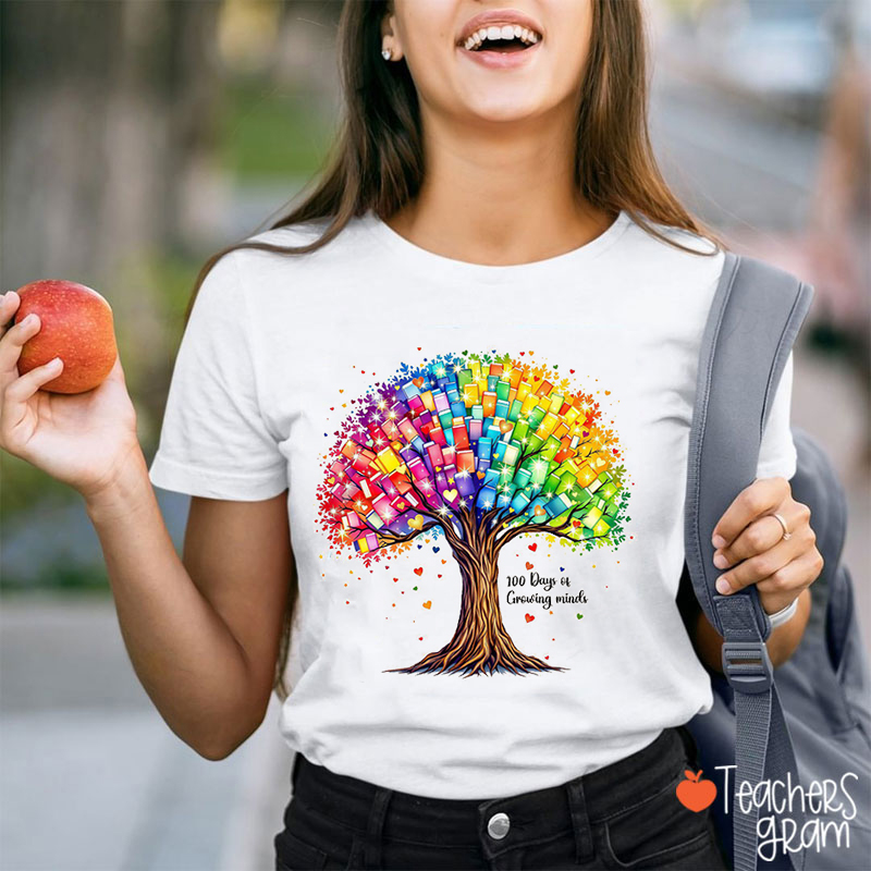 100 Days Of Growing Minds Teacher T-Shirt