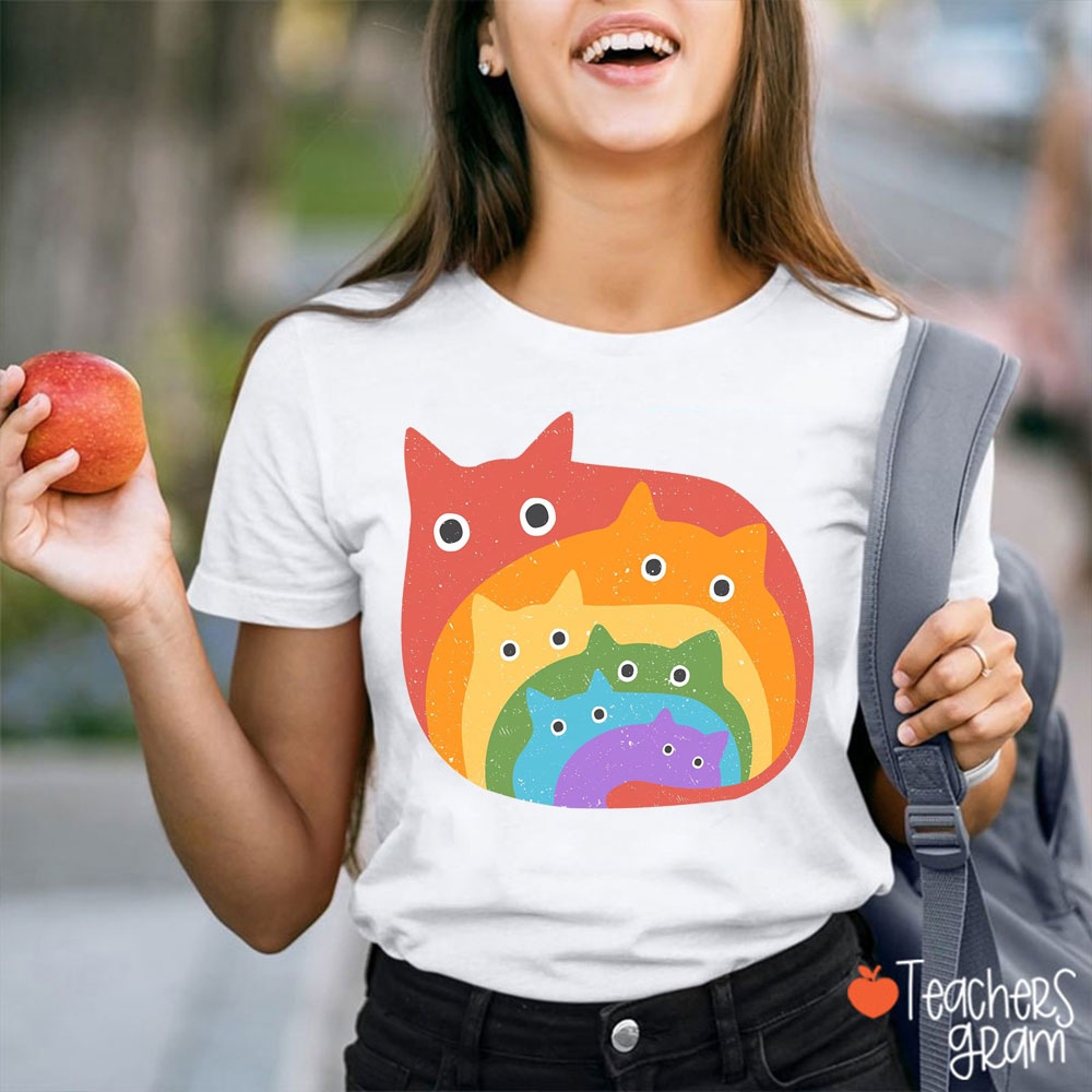 Rainbow Cats Teacher T-Shirt