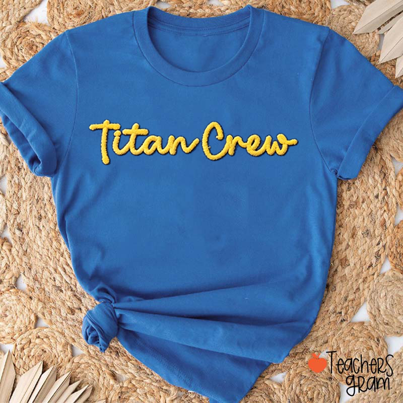 Personalized Team Name 3D Chenille Embroidery Lettering Teacher T-Shirt