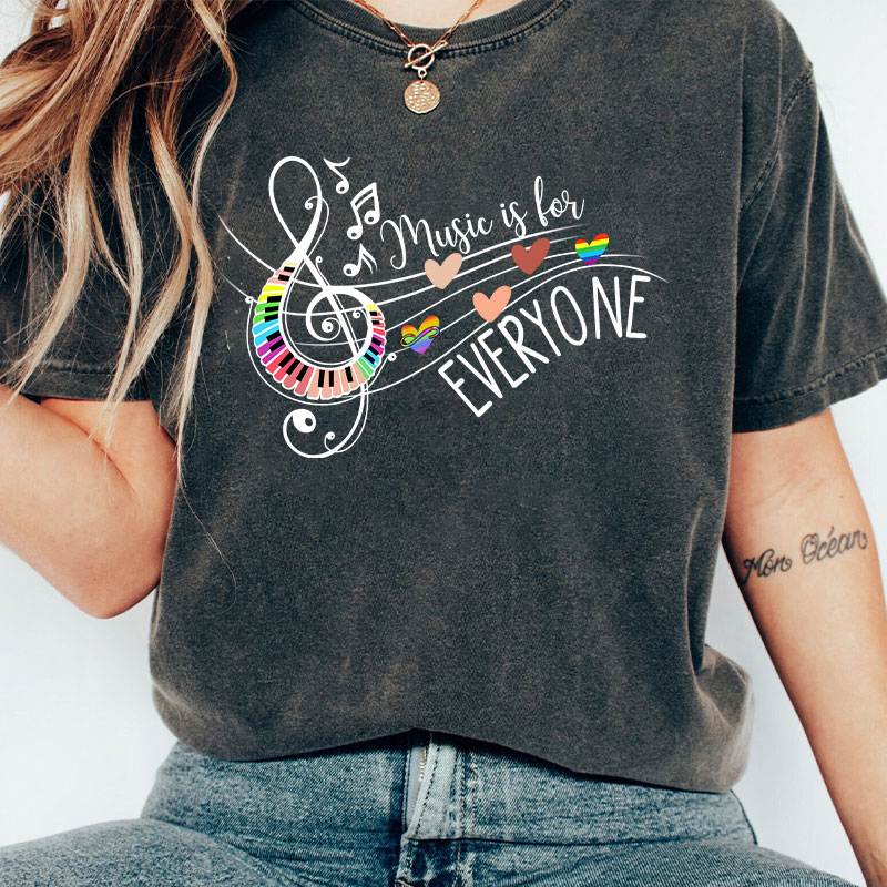 Music Is For Everyone Teacher Washed T-Shirt
