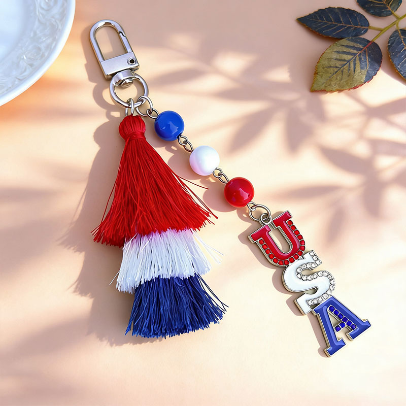 Red White And Blue 4th Of July Vibes Teacher Keychain