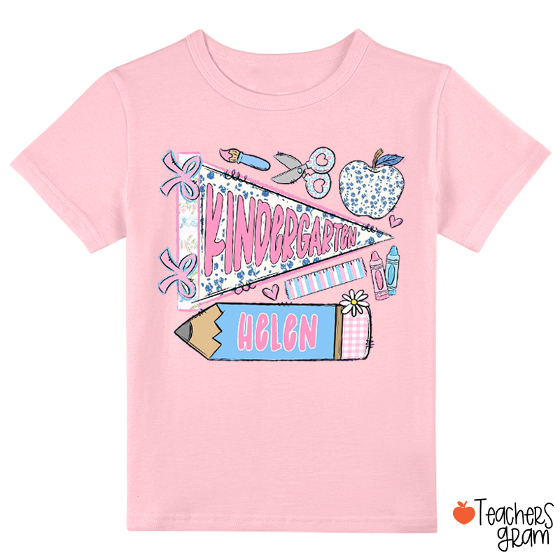 Personalized Grade And Name School Supply Graphic Class T‑Shirt