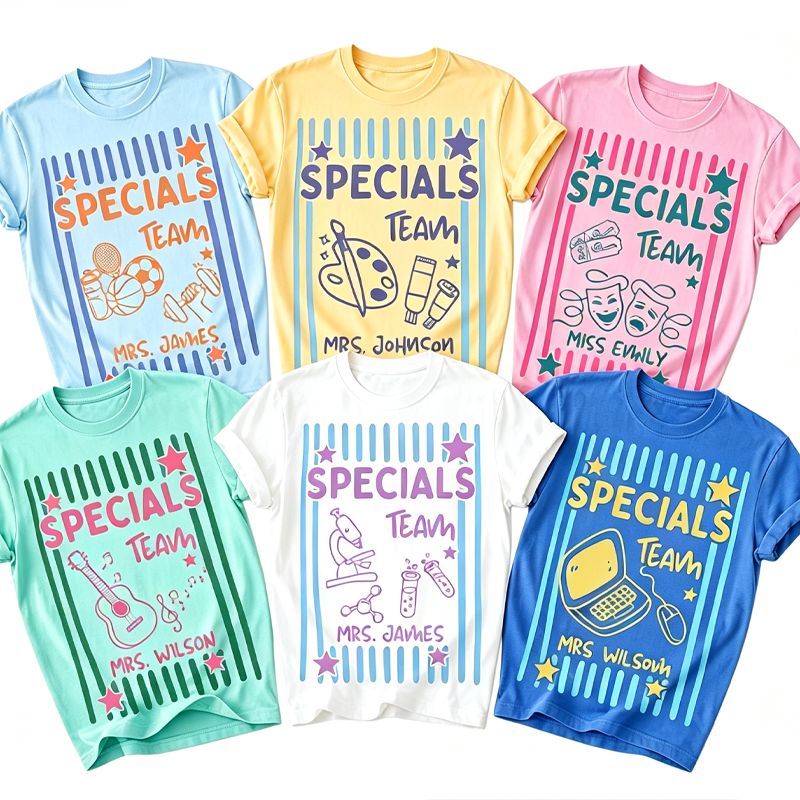 Personalized Name Specials Team Science Striped Star Teacher T-Shirt