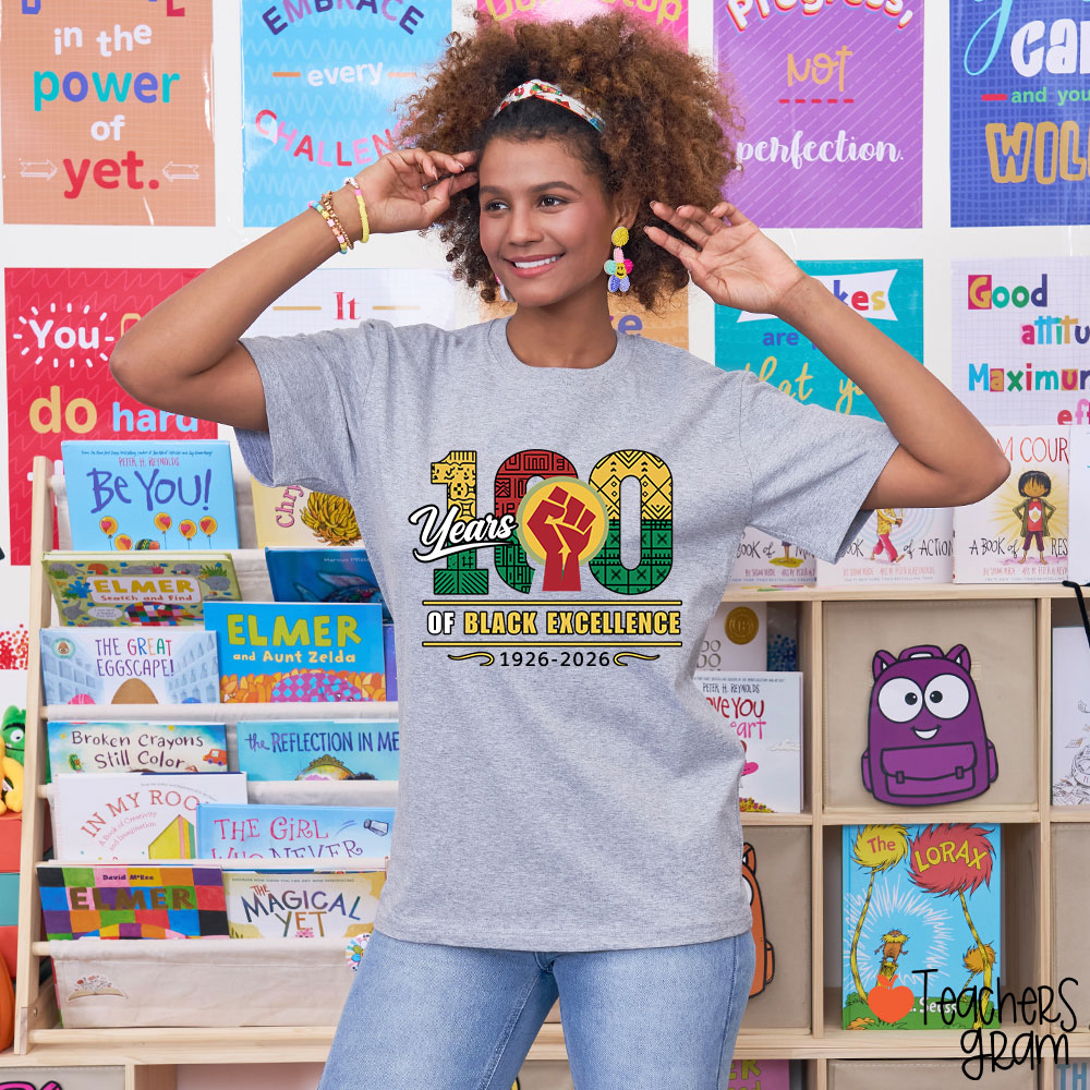 100 Years Of Black Excellence 1926-2026 Teacher T-Shirt