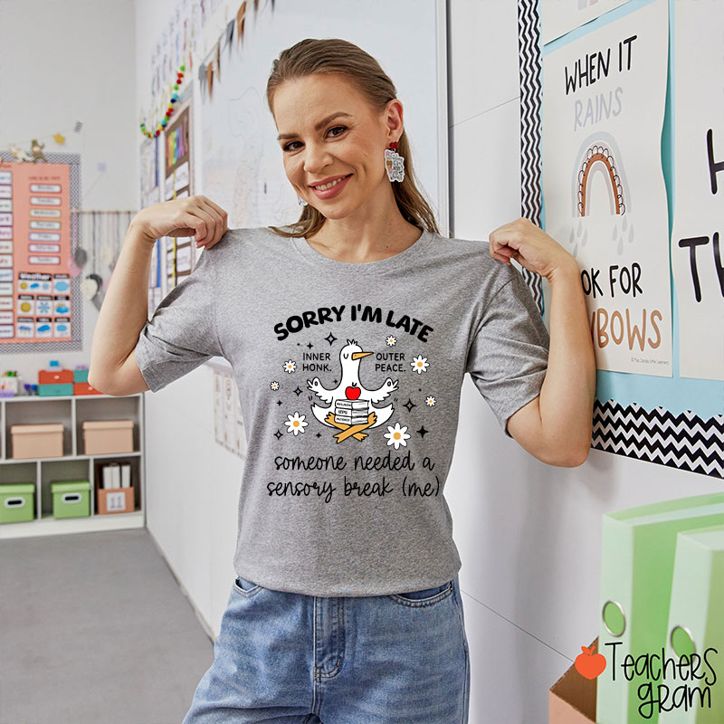 Sorry I'm Late Someone Needed A Sensory Break Teacher T-Shirt