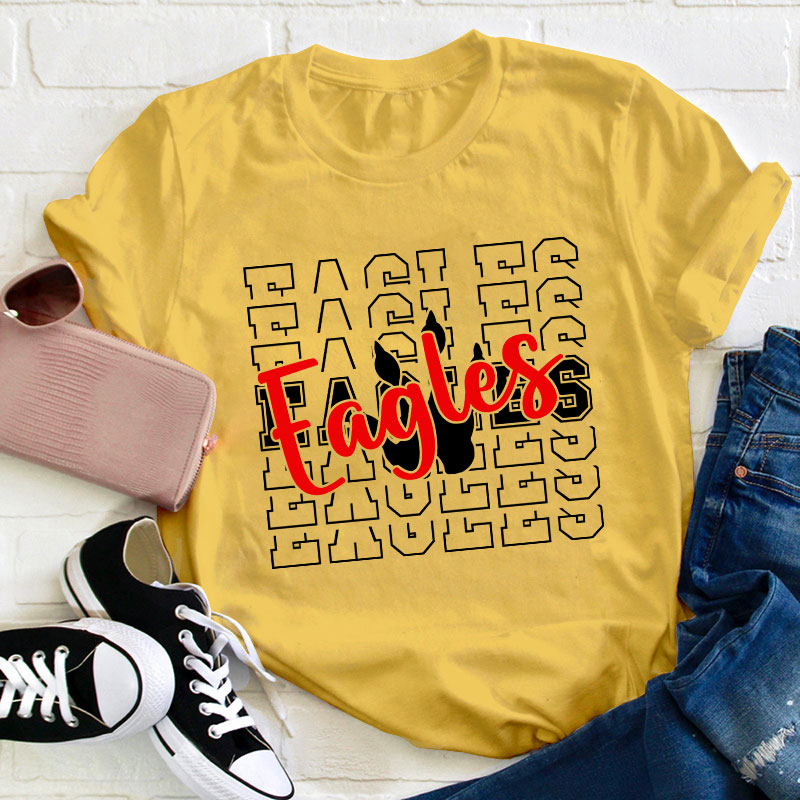 Personalized  Mascot And Paw Go Warriors Teacher T-Shirt