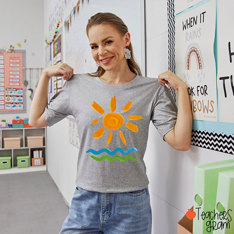 Hello Sunshine Summer Beach Teacher T-Shirt