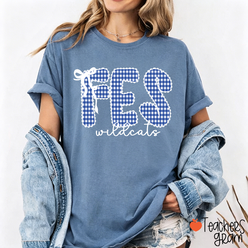 Personalized Gingham School Spirit Teacher T-Shirt