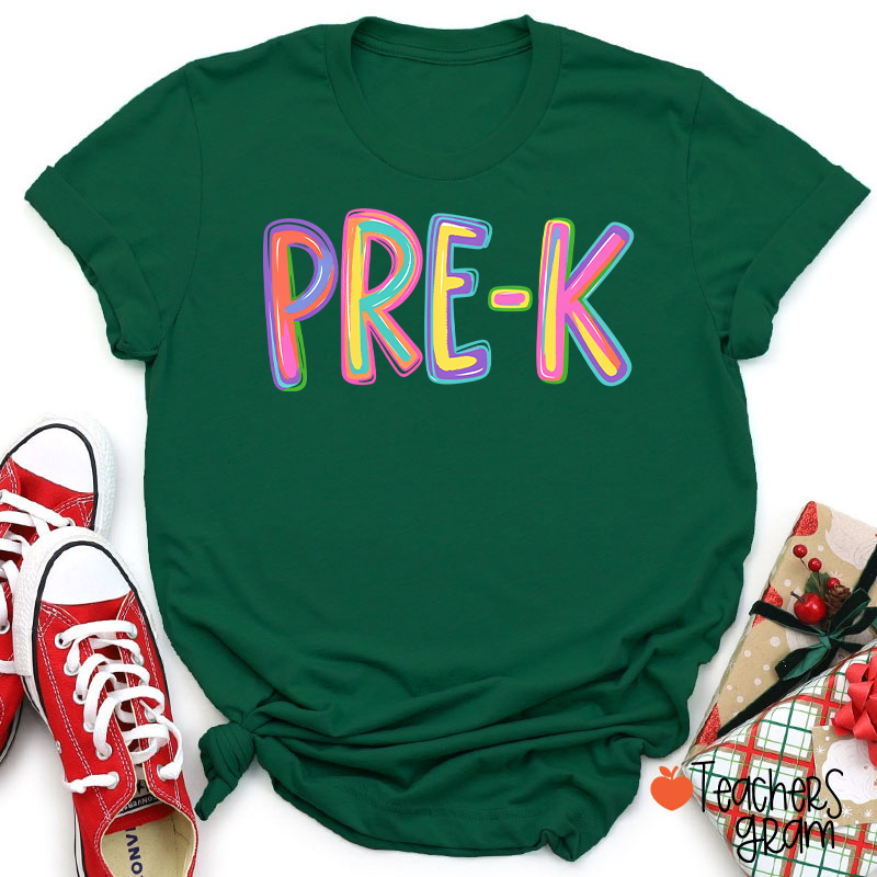 Personalized Name Colorful Neon Teacher T-Shirt