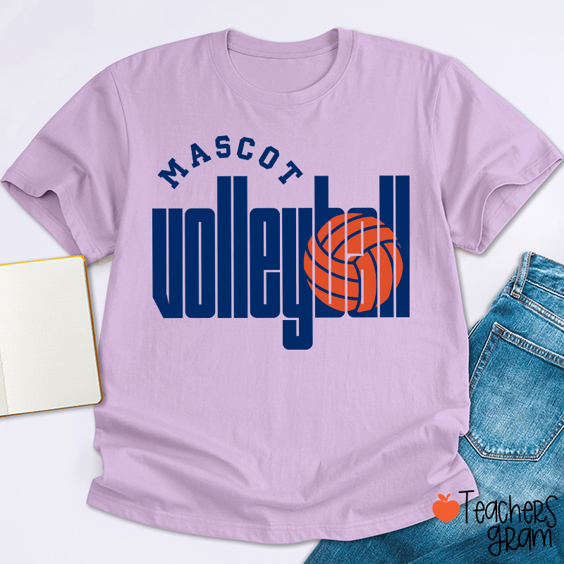 Personalized Mascot Volleyball Retro Game Day Teacher T-Shirt