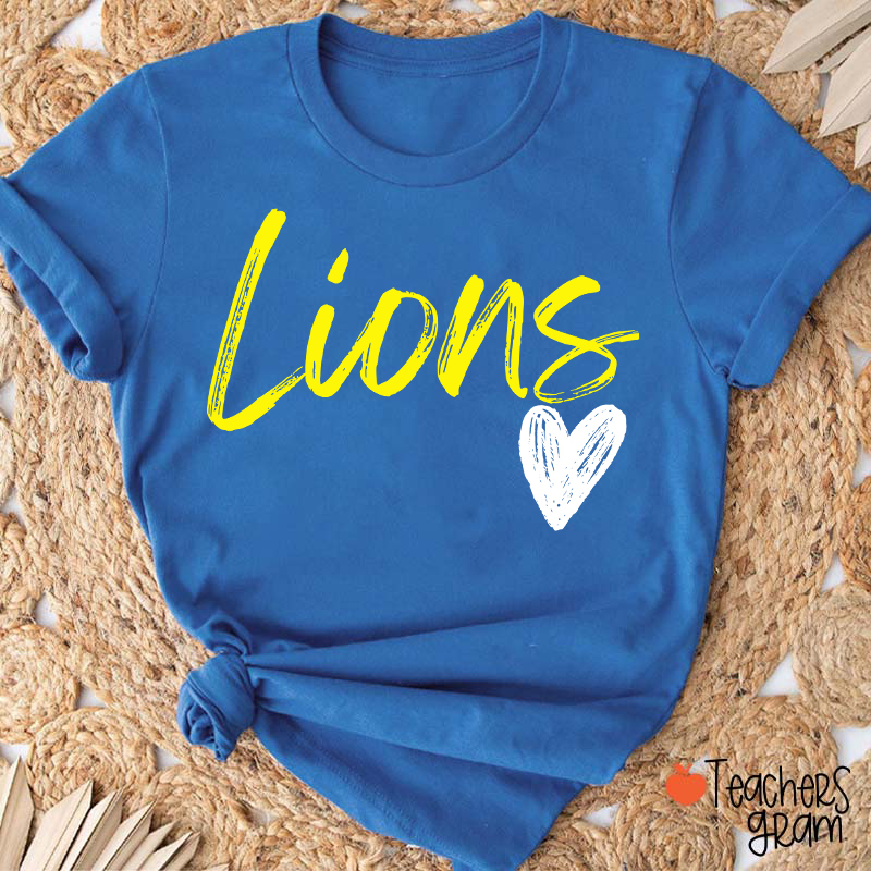 Personalized Mascot Sport Handwritten Heart Teacher T‑Shirt