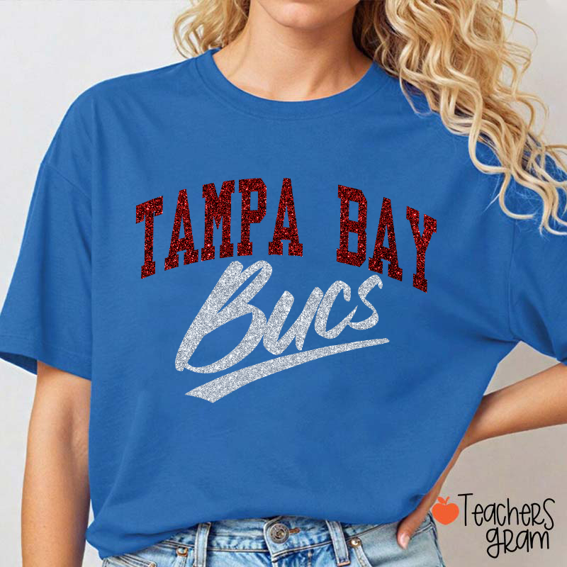 Personalized Mascot Retro Glitter Sport Fan Teacher T‑Shirt
