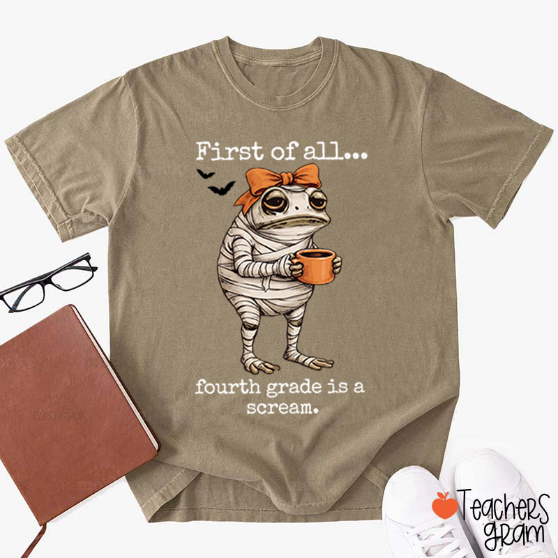 Personalized Grade Funny Frog Monster Character Bat Teacher T‑Shirt