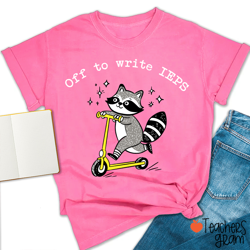 Funny Raccoon Off To Write IEPS Teacher T-Shirt