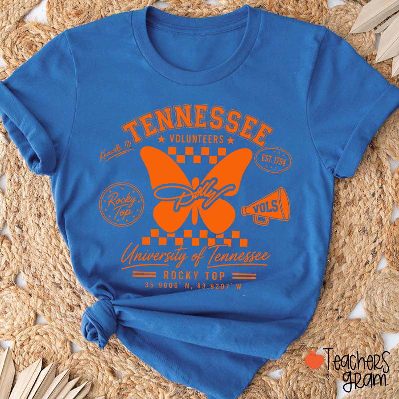 Tennessee Volunteers Rocky Top Dolly Butterfly Teacher T-Shirt