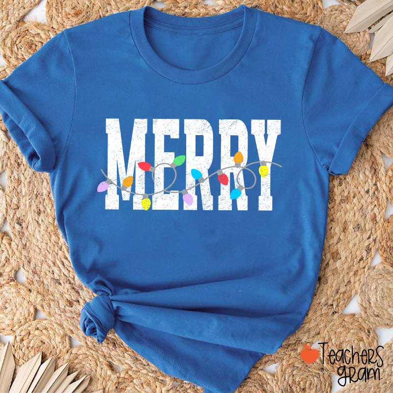 Merry Christmas Lights Teacher T-Shirt