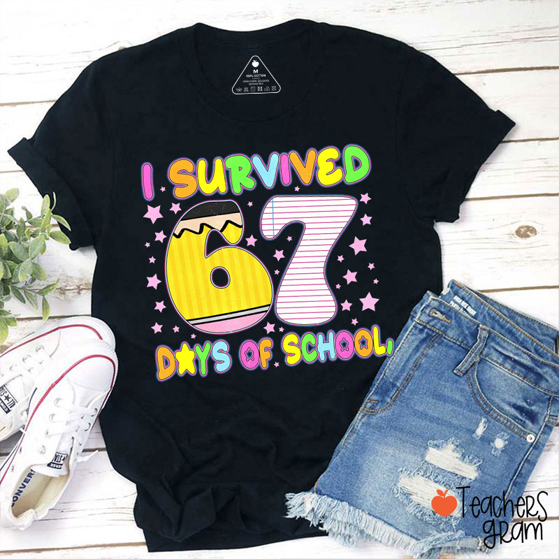 Pencil Notebooks I Survived 67 Days Of School Teacher T-Shirt