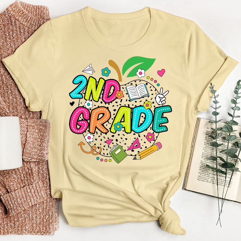 Personalized Neon Lights Apple Teacher T-Shirt
