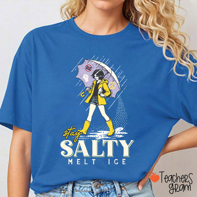 Subtle Anti Ice Stay Salty Protest Teacher T-Shirt