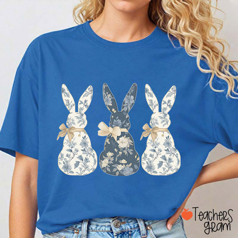 Coquette Bow Easter Bunny Teacher T-Shirt