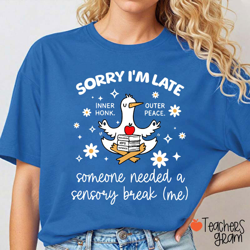 Sorry I'm Late Someone Needed A Sensory Break Teacher T-Shirt