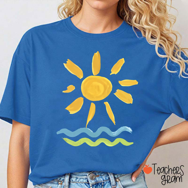 Hello Sunshine Summer Beach Teacher T-Shirt