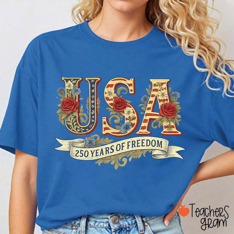 Usa 250 Years Of Freedom Teacher T-Shirt
