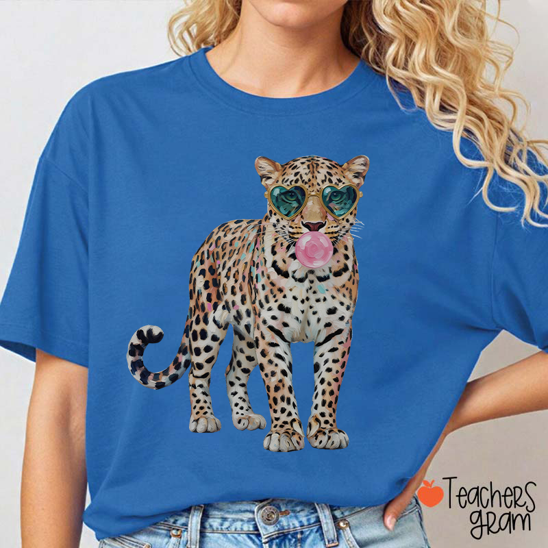 Leopard Bubblegum Sunglasses Teacher T-Shirt