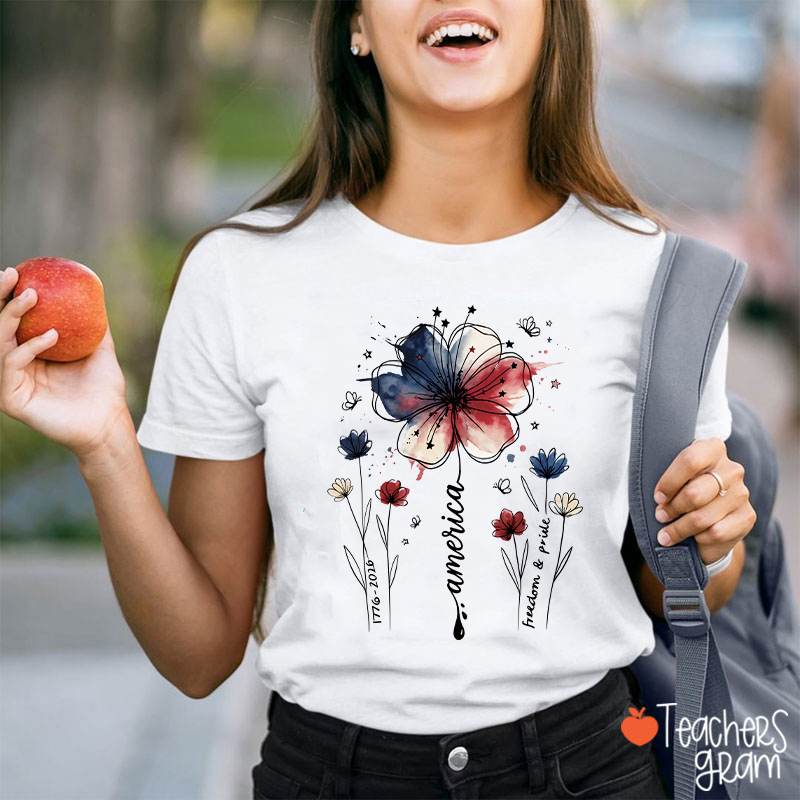 1776-2026 America Freedom And Pride Teacher T-Shirt