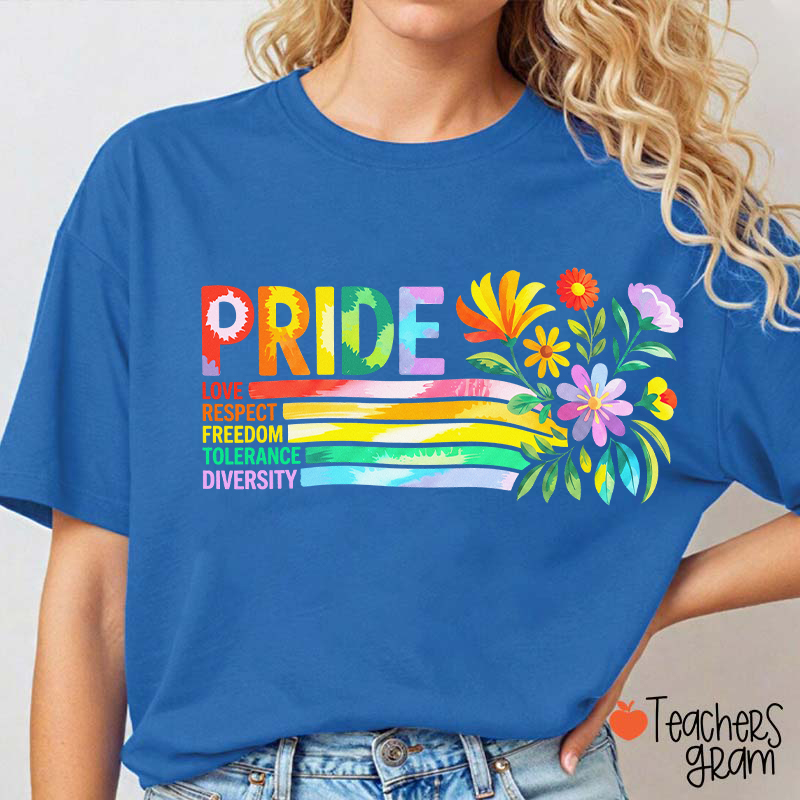 Pride Love Respect Freedom Tolerance Diversity Teacher T-Shirt