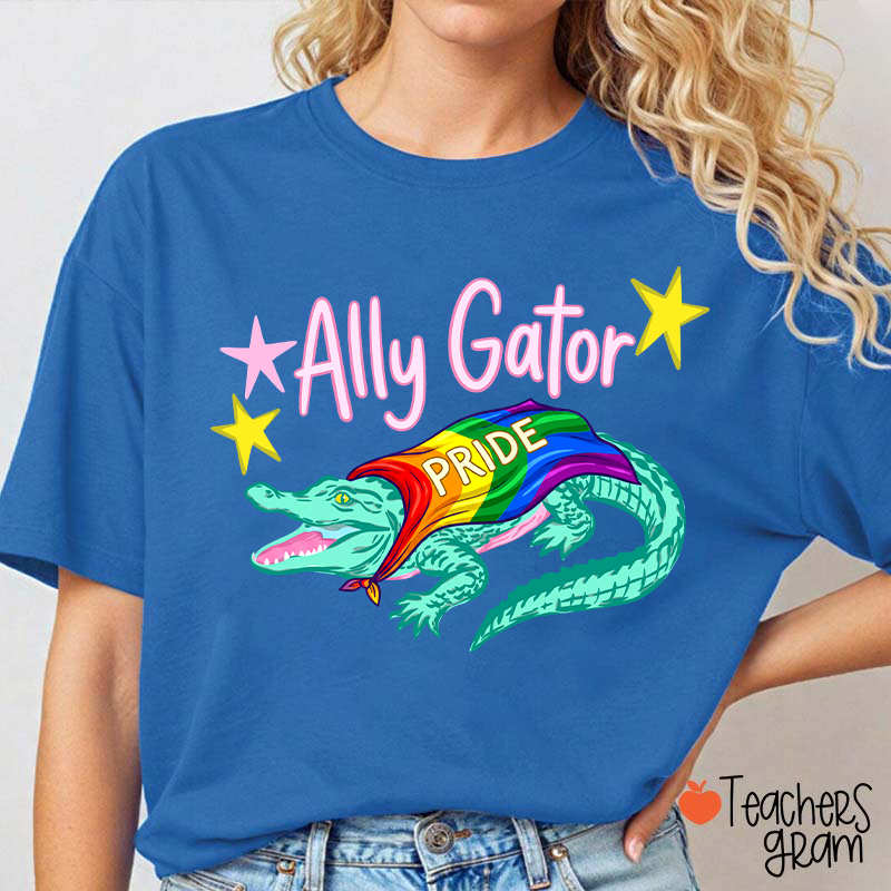 Ally Gator Rainbow Pride Teacher T-Shirt
