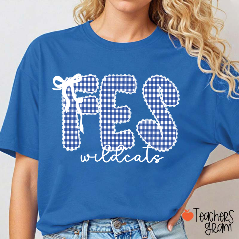 Personalized Gingham School Spirit Teacher T-Shirt