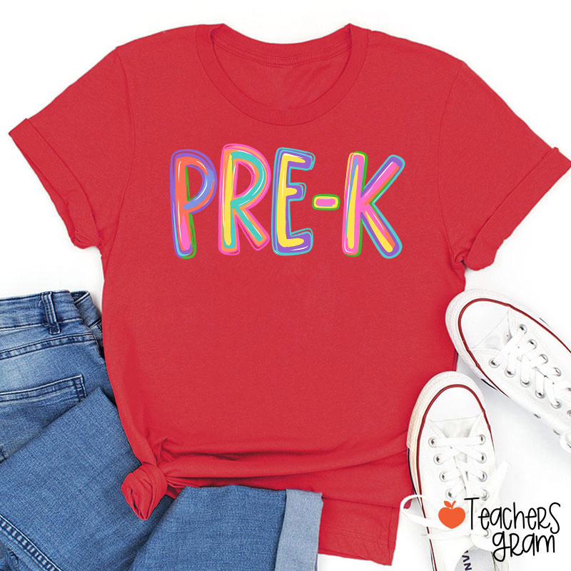 Personalized Name Colorful Neon Teacher T-Shirt