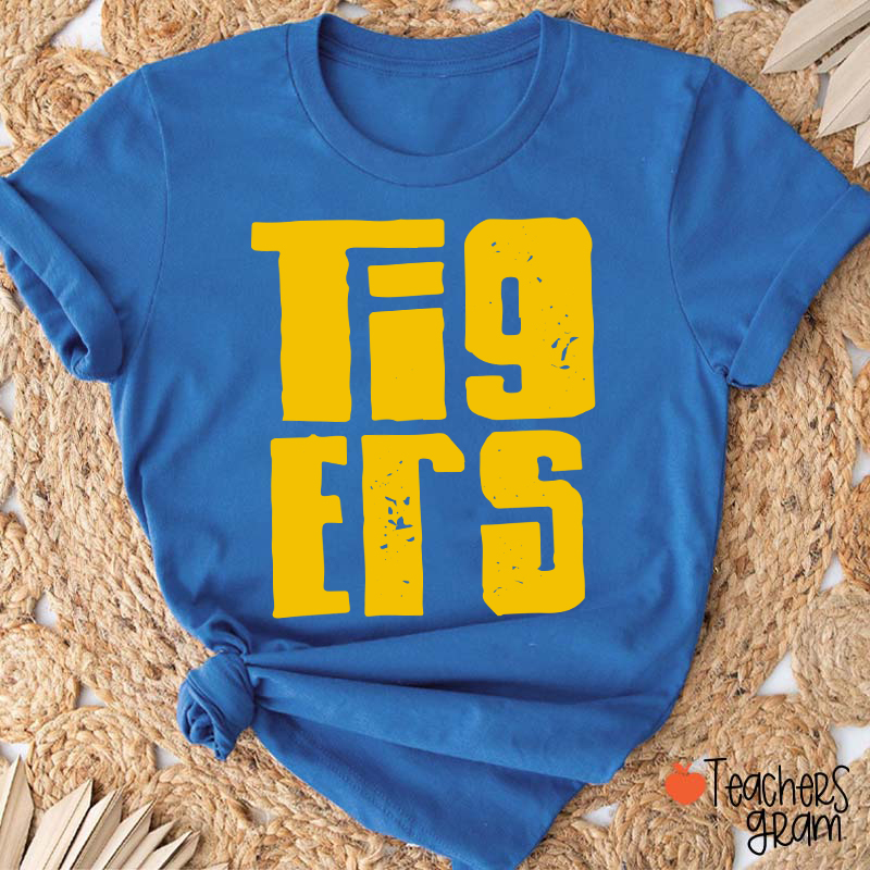 Personalized Distressed Bold Mascot Text Teacher T‑Shirt