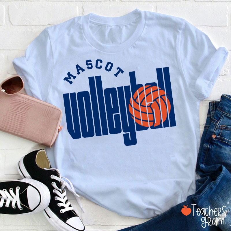 Personalized Mascot Volleyball Retro Game Day Teacher T-Shirt