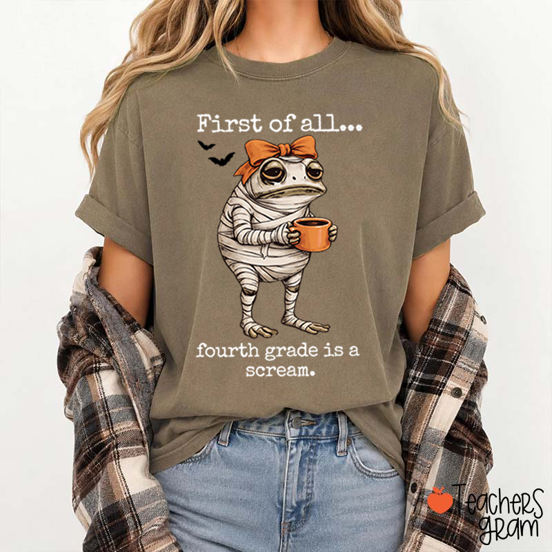 Personalized Grade Funny Frog Monster Character Bat Teacher T‑Shirt