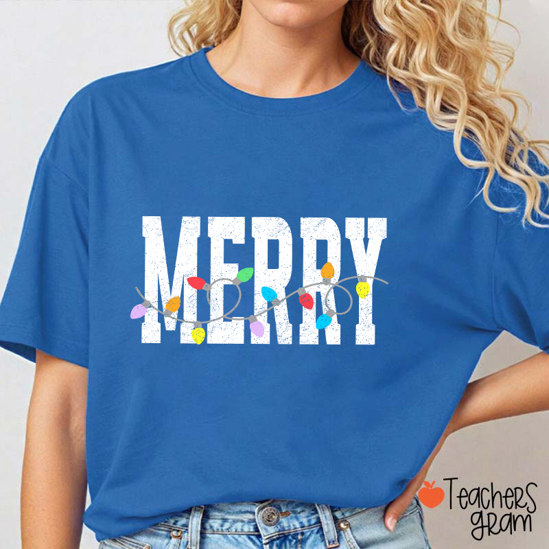 Merry Christmas Lights Teacher T-Shirt