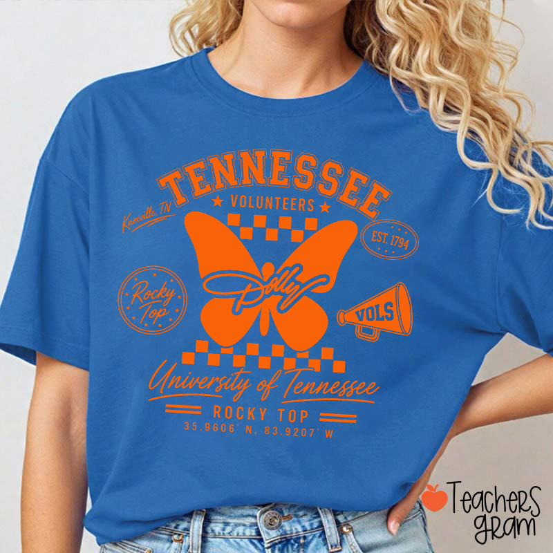 Tennessee Volunteers Rocky Top Dolly Butterfly Teacher T-Shirt