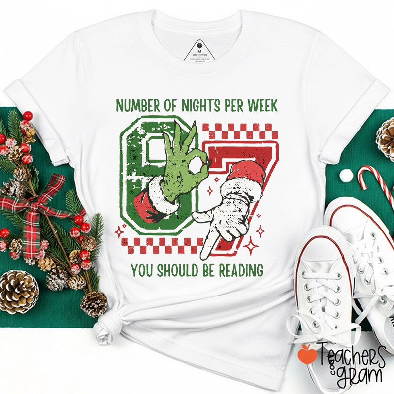 Number Of Nights Per Week You Should Be Reading 6-7 Teacher T-Shirt