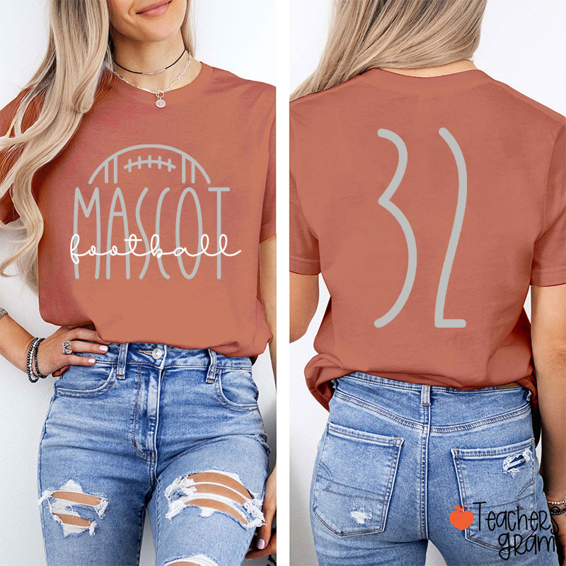 Personalized Mascot And Sport Simple Font Design Teacher Two Sided T-Shirt